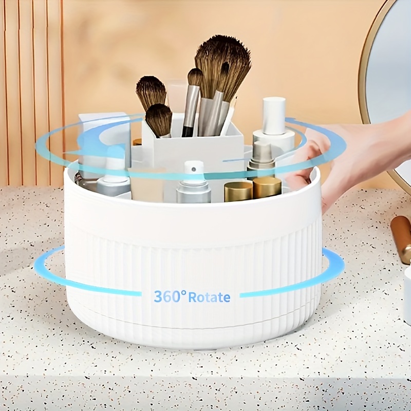 

Spacious Rotating Makeup Organizer - Durable Cosmetic Storage Box For Skincare & Lipsticks, Scent-free Plastic, Space-saving Design