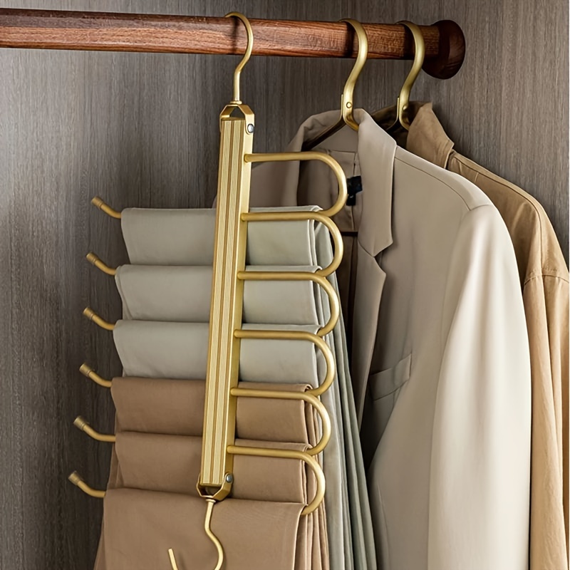 

Multi-functional Pants Hangers, Rotatable Folding Stainless Steel Trouser Hanger, Non-slip 6 In 1 Rack For Hotels