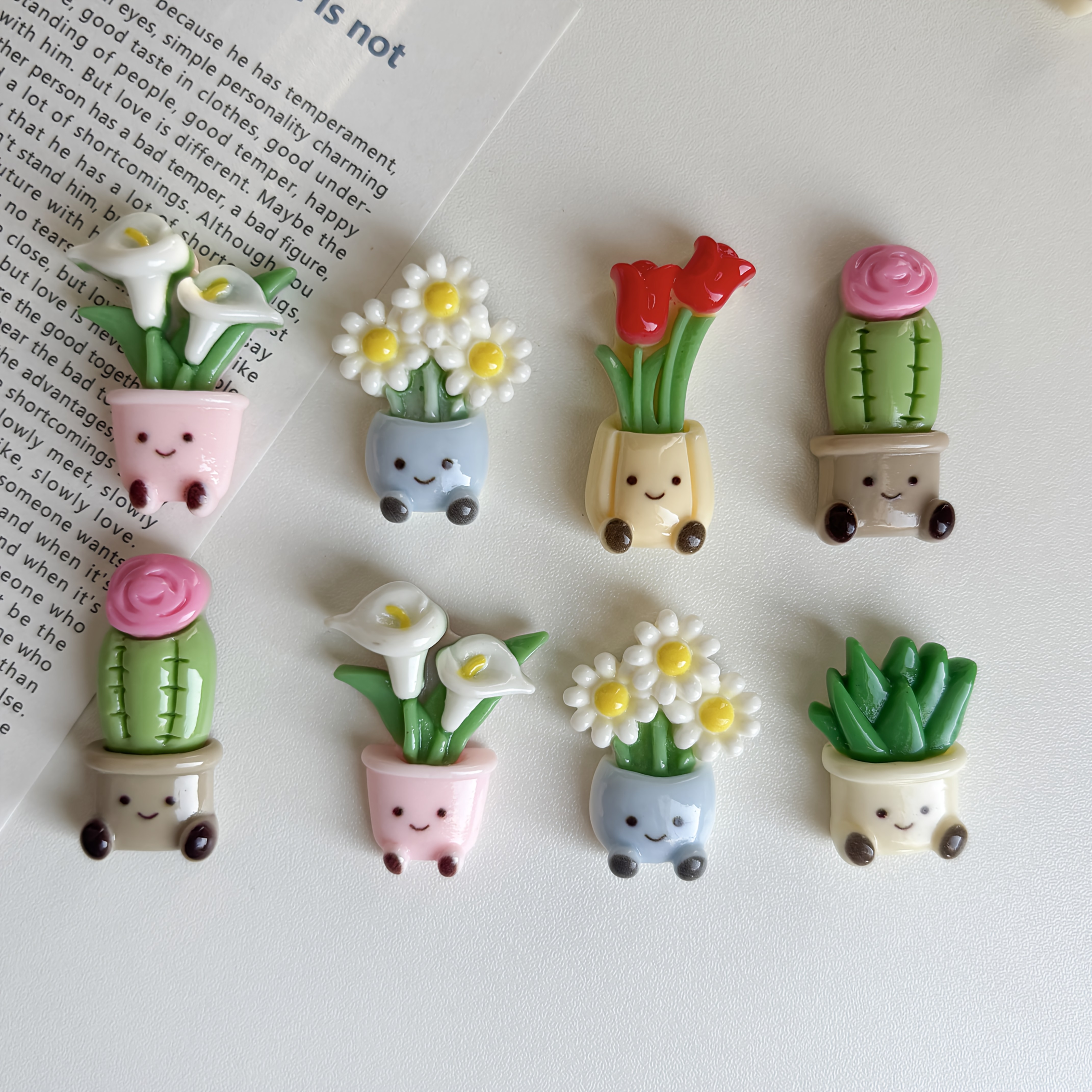 8pcs potted flower fridge magnets adorable decorations suitable for kitchens offices whiteboards storage cabinets and dishwashers   christmas valentines day thanksgiving mothers day and graduation gifts