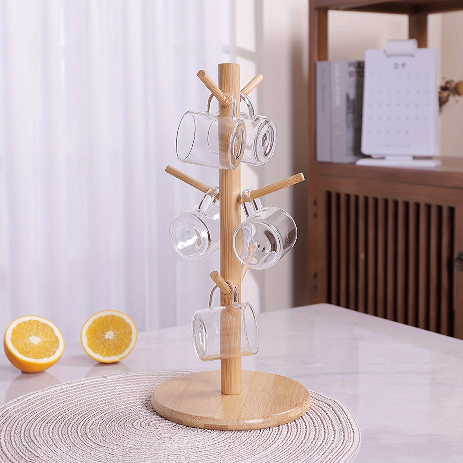 

Elegant Bamboo Mug Tree Stand - Space-saving Coffee & Tea Cup Holder With Drainage For Kitchen, Office, And Living Room Storage