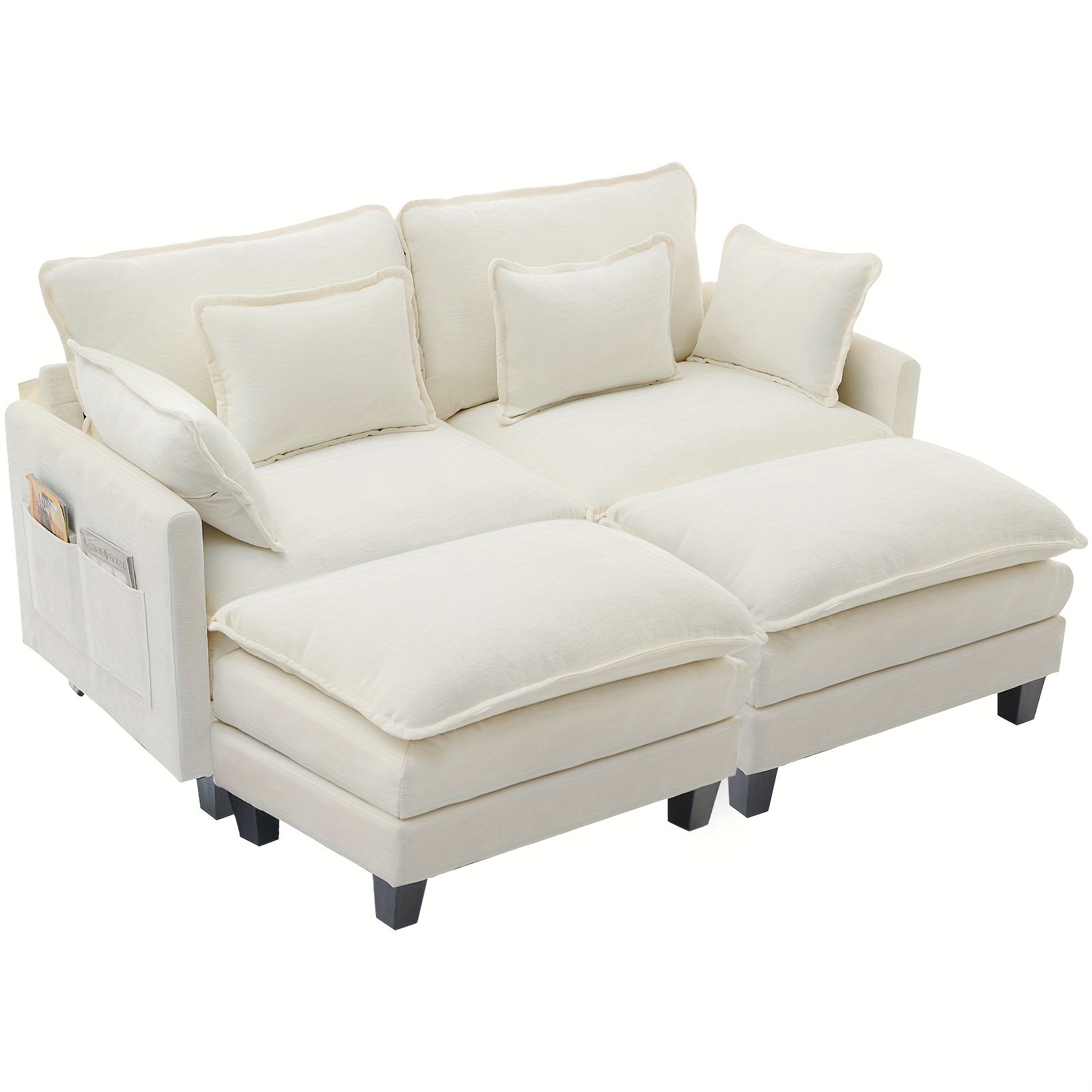 Chenille Sofa 2-seat Couch Sectional Sofa Deep Seat Sofa Loveseat With Ottoman