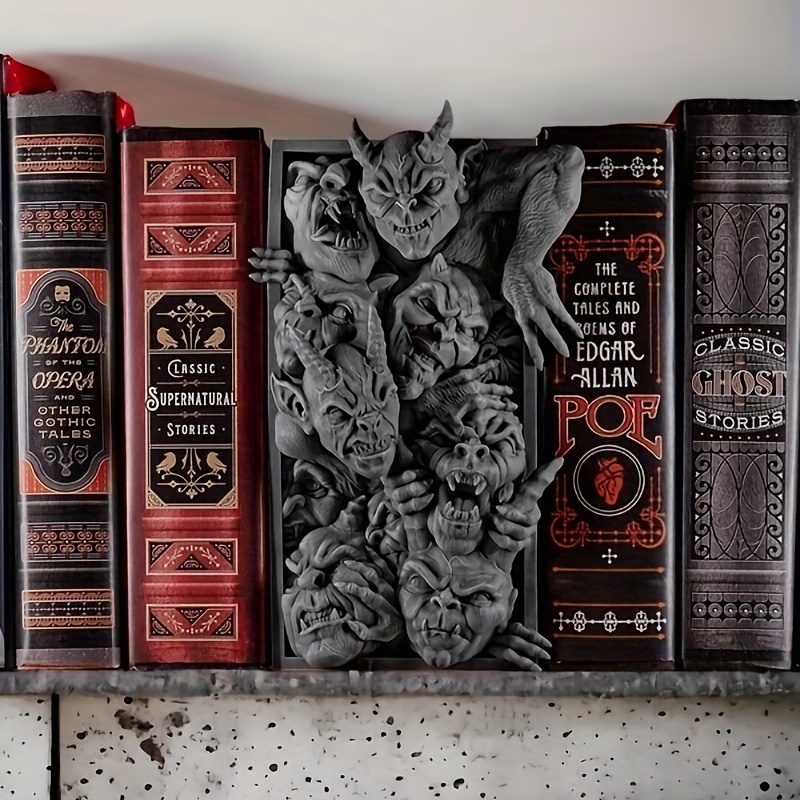 

Horror Demon Bookends, The Book Nook Resin Sculpture, Decorative Art Bookshelf Divider, Gothic Fantasy Shelf Decor