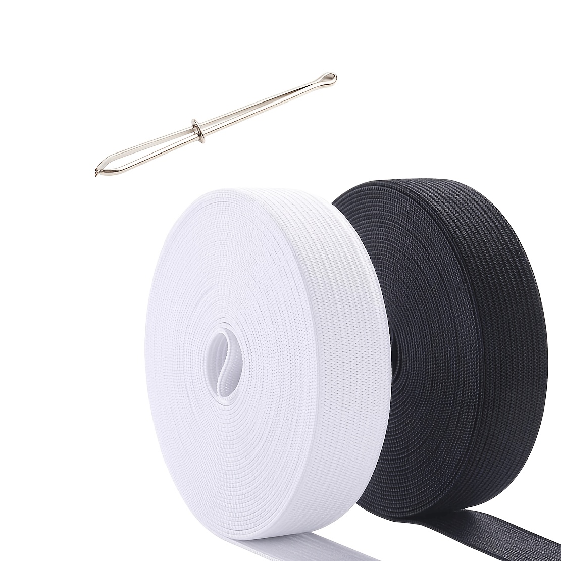 TEMU Juego de 3 piezas de banda elástica de punto pesado y elástica, adecuada para cinturillas de costura, ancho de 0.6"/1" con 6 yardas/rollo,