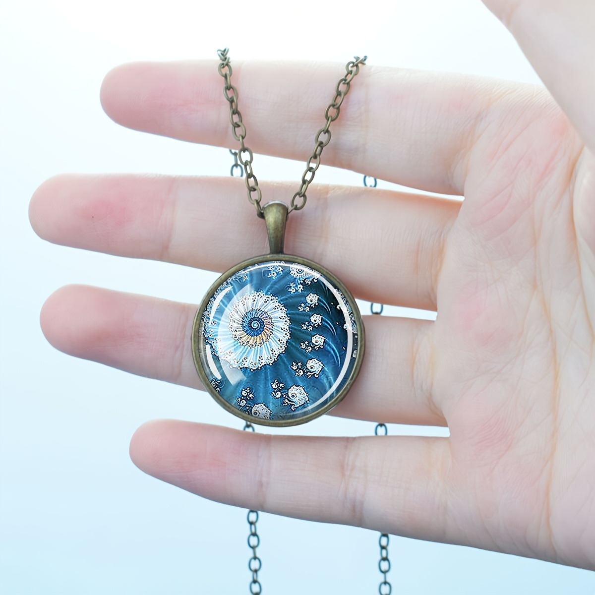 Women's Mandala Pattern Round Pendant Necklace