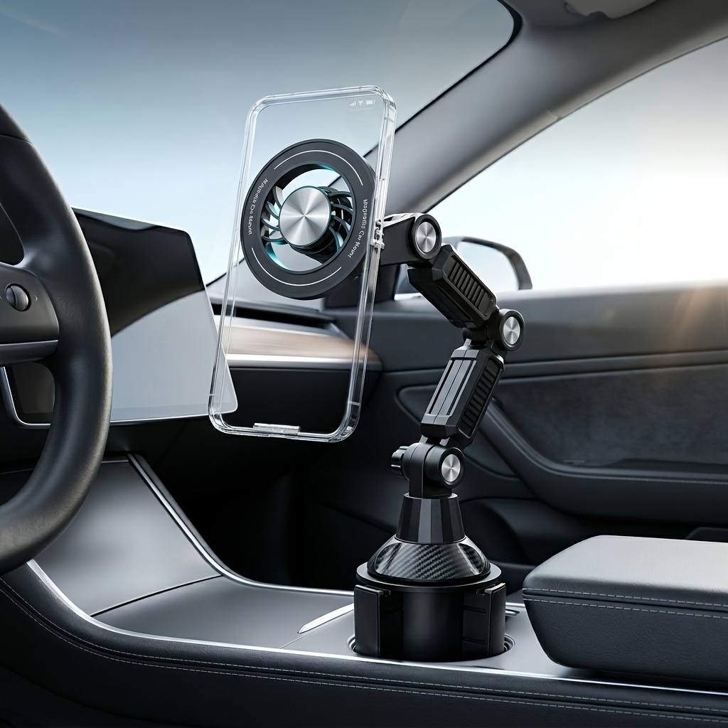 TEMU Cup Holder Phone Mount, Magnetic Car Phone Holder With Adjustable Arm And Expandable Base, 360 Rotating Cell Phone Cradle For Car Truck Suv