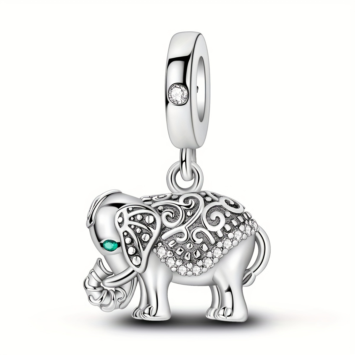 Image of Copper Silver-plated Low-allergy Vintage-style Elephant Charm Pendant, Suitable As A Jewelry Gift For Women's Bracelets From Original Brands