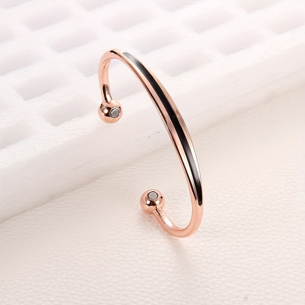 TEMU Pulsera de Cobre Ajustable para Mujer - Magnética, Hipoalergénica, Diseño Abierto, en , Ideal para Fiestas y , Brazalete Ajustable | Accesorio