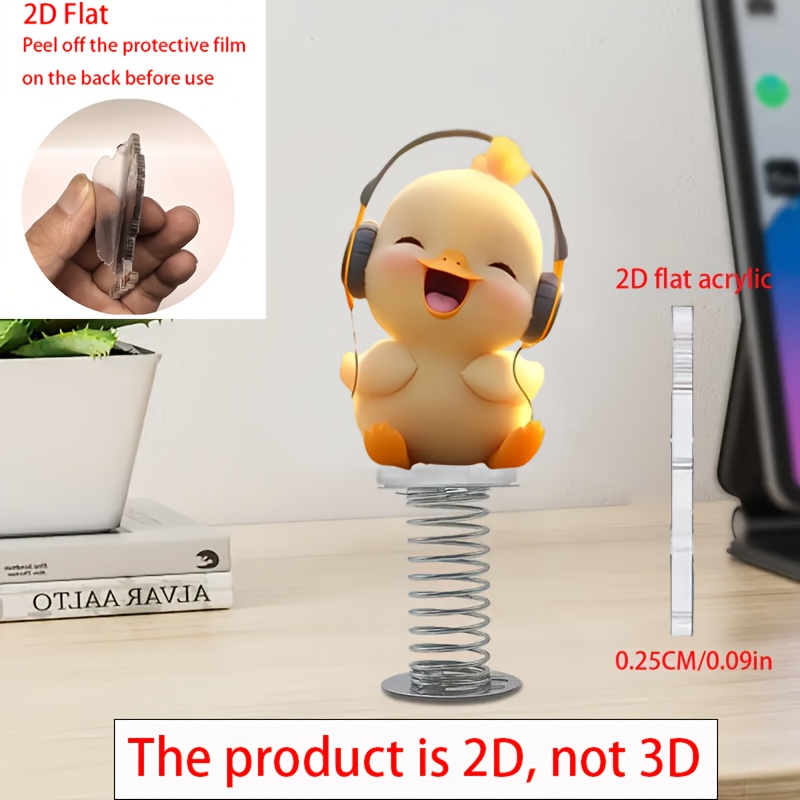 2d Flat 1pc Little Yellow Duck Acrylic Swing Ornament - Perfect For Vehicle, Table And Bike Decoration, Gifts For , 2d Flat