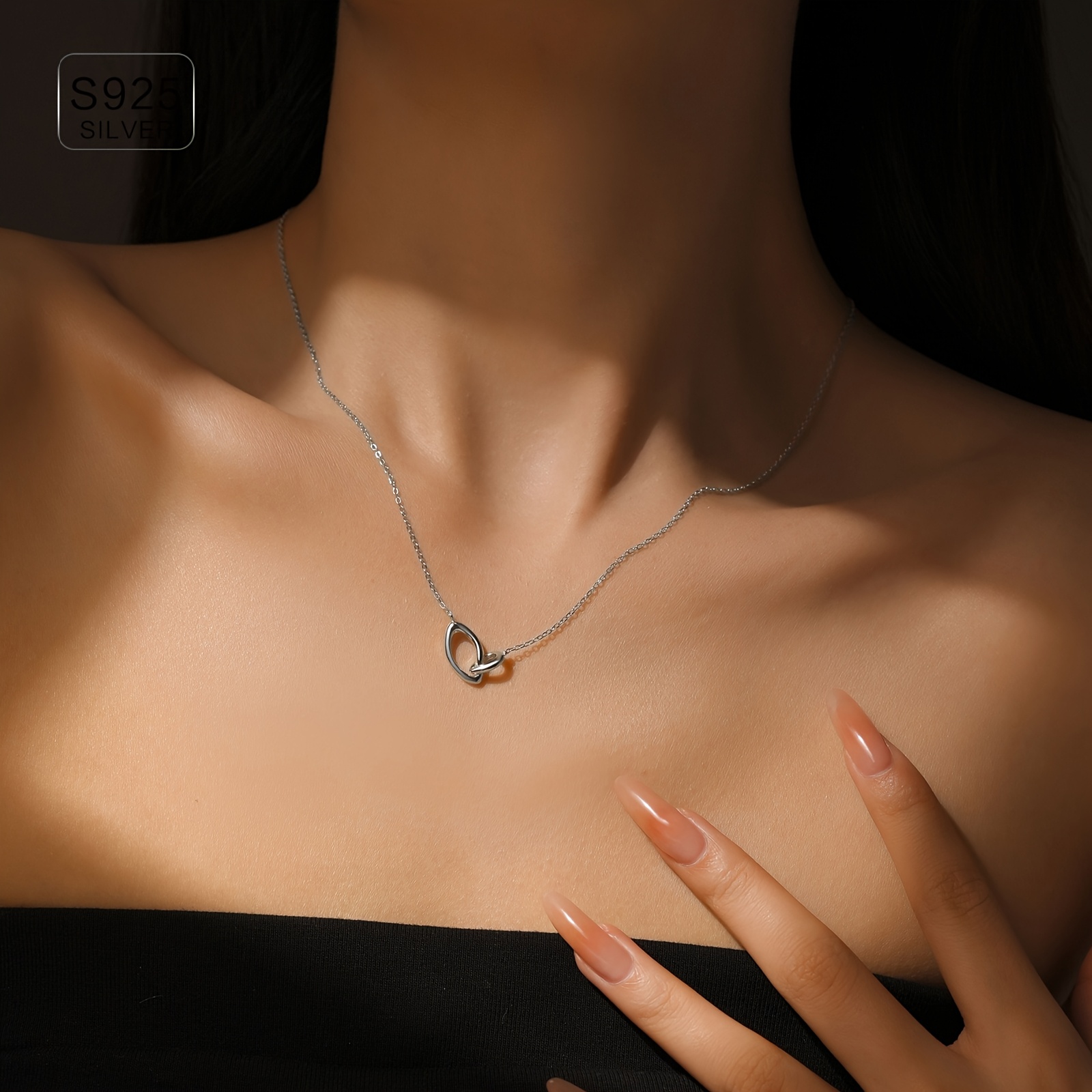925 Sterling Silver & 18K Gold Plated Interlocking Loop Necklace