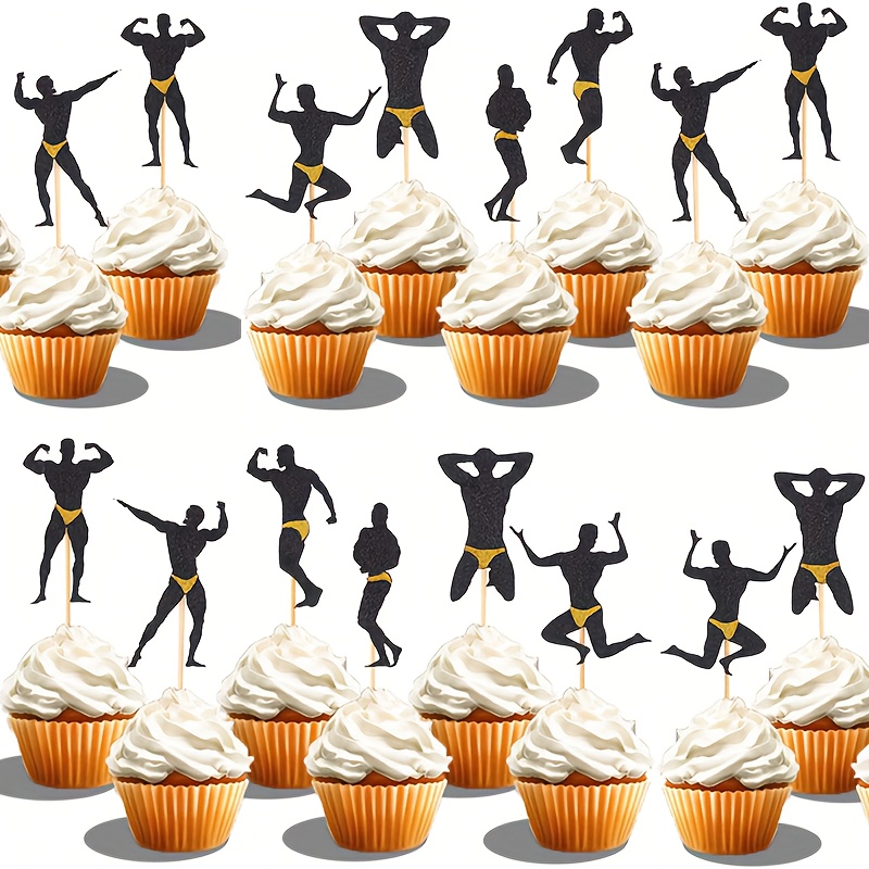 

12pcs Male Dancer Cupcake Toppers Bachelorette Cupcake Toppers Picks Hen Party Decoration Supplies