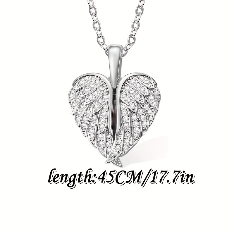 TEMU Collier pendentif de cœur avec ailes enveloppées de strass et nom personnalisé gravé - Cadeau personnalisé , les mères, les anniversaires, les
