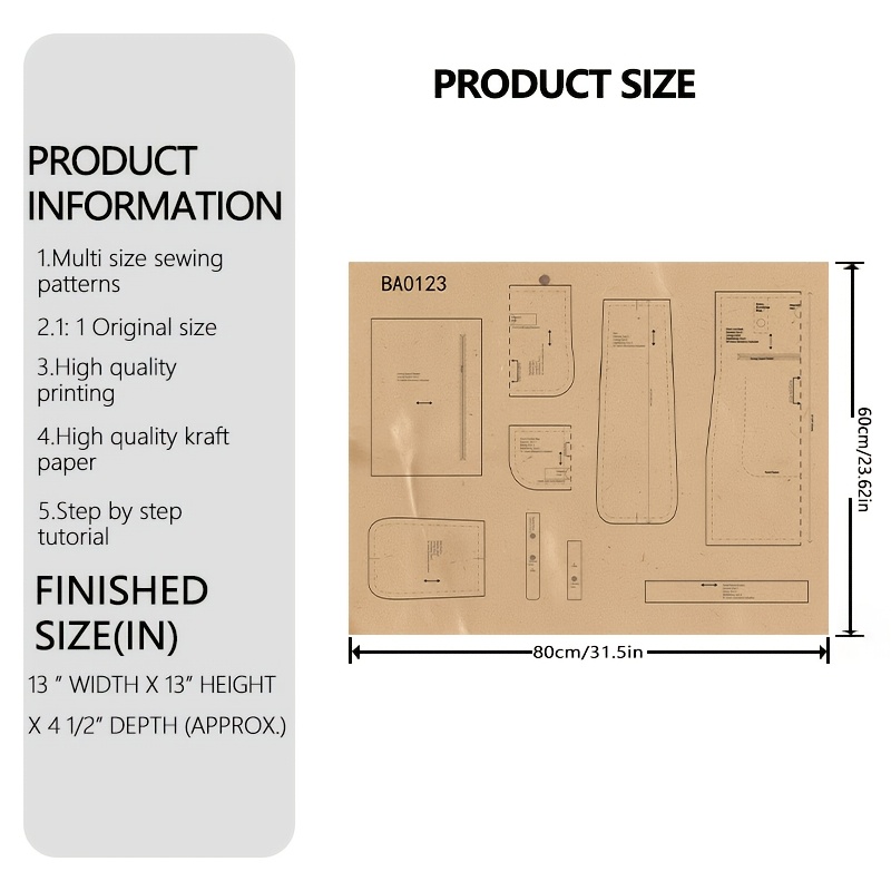 TEMU Tote Bag Sewing Patterns, 1:1 Scale Tote Bag Patterns, Stylish Tote Bag Prototype Patterns, Perfect Sewing Templates For Handmade Bag Crafting -