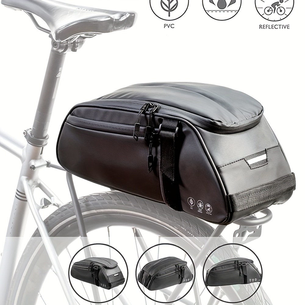 Bike Rear Bag Reflective, Bicycle Pannier Rack Bag Cargo Trunk Storage Cycling Carrier Chest Bag, 8L Capacity with Multi Pocket Taillight Loop, Shoulder Strap for Outdoor