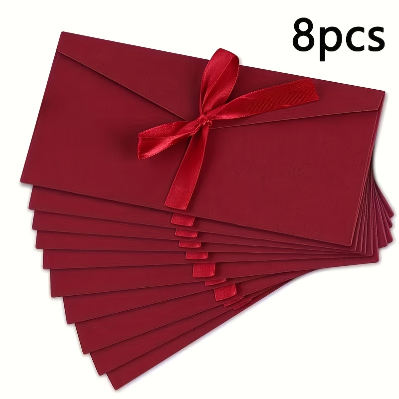 TEMU Regalo /Lui Otto Eleganti Buste di Carta Rosse con Fiocchi - Sacchetti Regalo Stile Vintage, per Matrimoni, Regali , Compleanni e Biglietti di ,