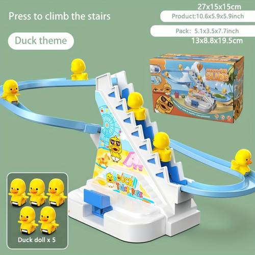 duck climbing ladder track toy with little yellow duck climbing slide track puzzle educational for christmas halloween birthday gift