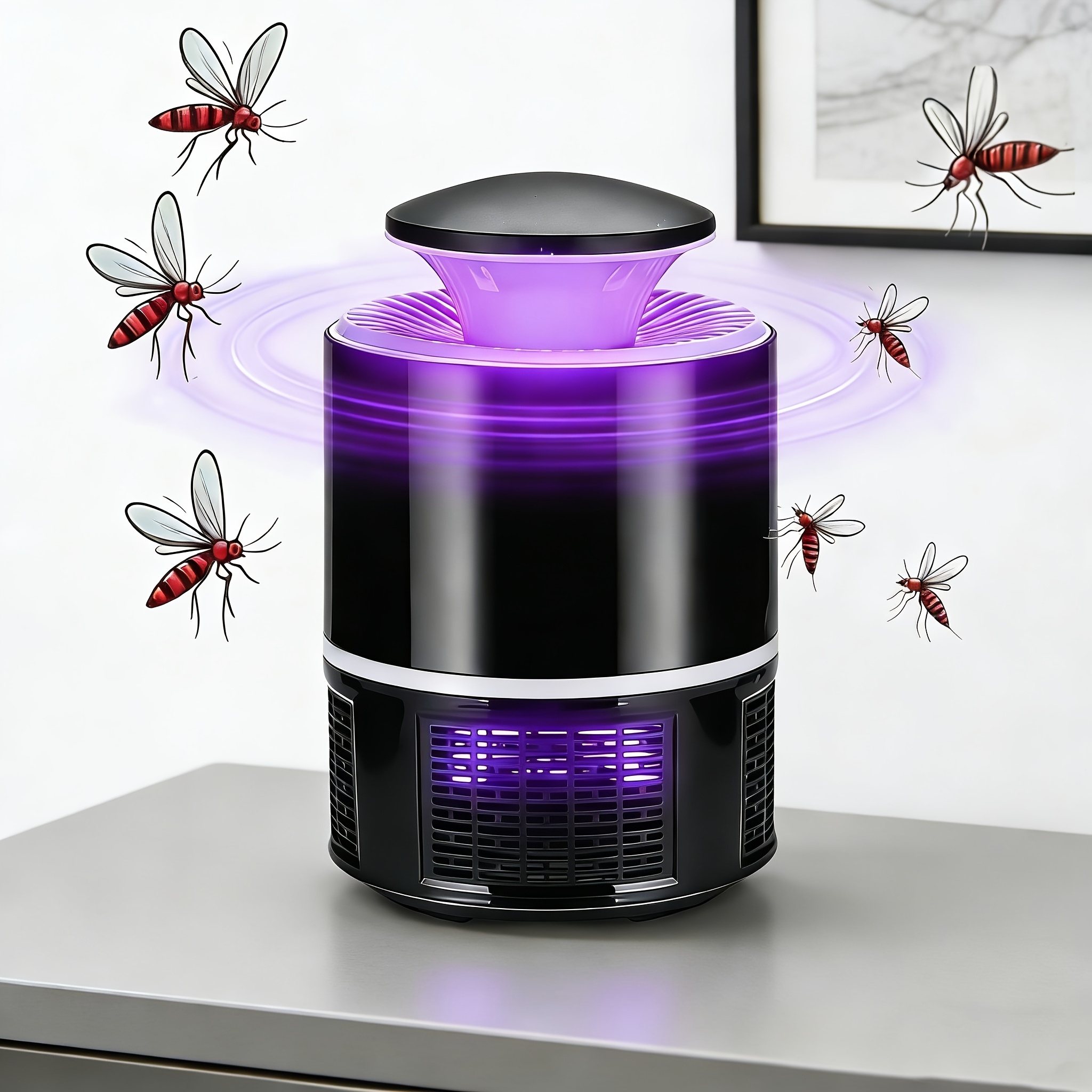 2pcs Desktop Fully Automatic Mosquito Killer – Insect Trap with Purple Flame Effect, Suitable for Bedroom, Living Room, Courtyard, Summer Essential Mosquito Repellent
