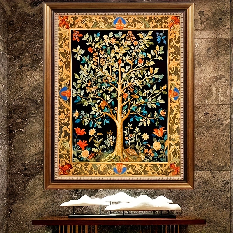 

1 Set Of Printed Stitch Kit Tree Of Life Classic Hand Embroidery 11ct Medium Grid Embroidery Beginner Kit