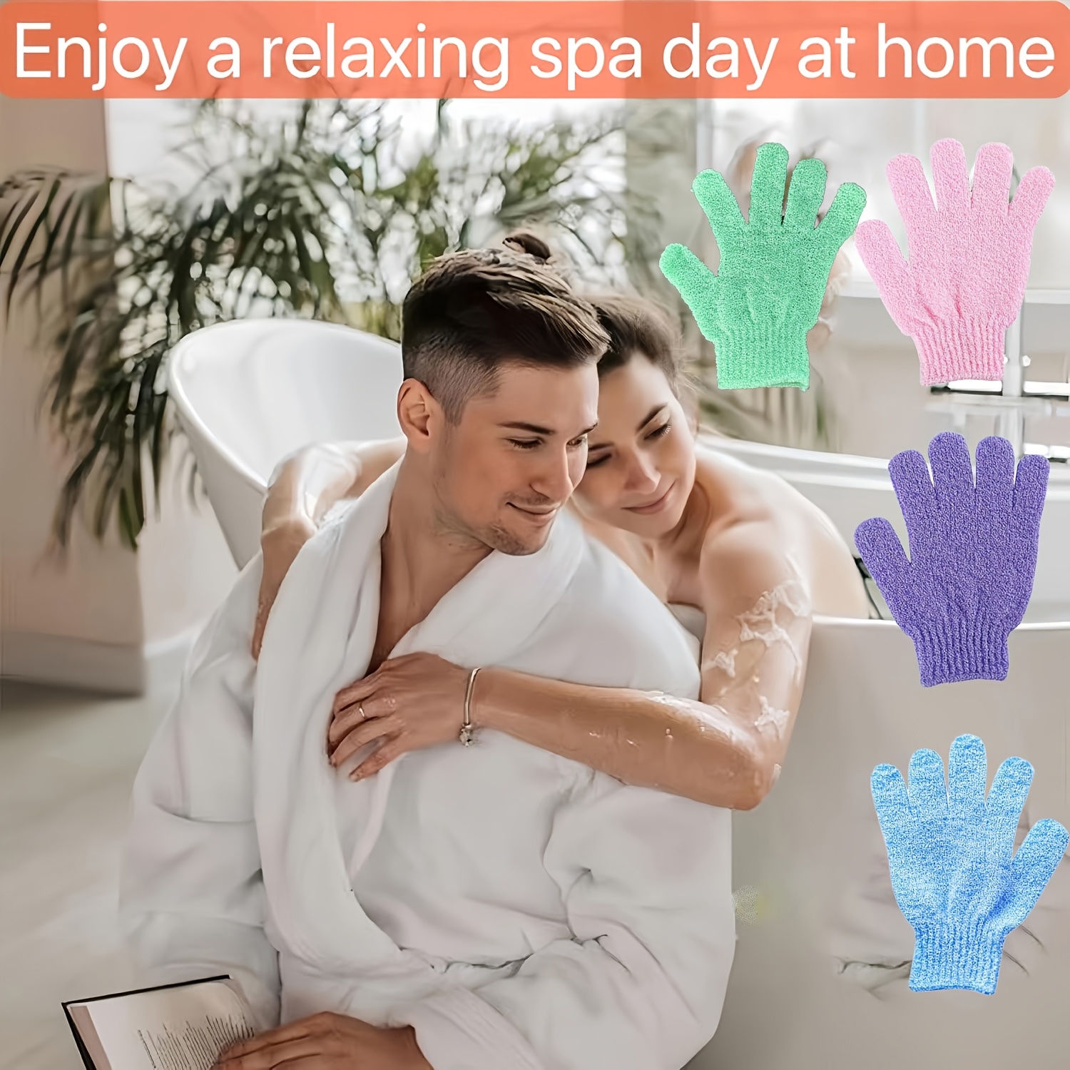 TEMU 4-delige Exfoliërende Handschoenen Set - Body Scrub Badhandschoenen voor Douche en Zonnebad Voorbereiding - Elastische Wasbare Handschoenen voor