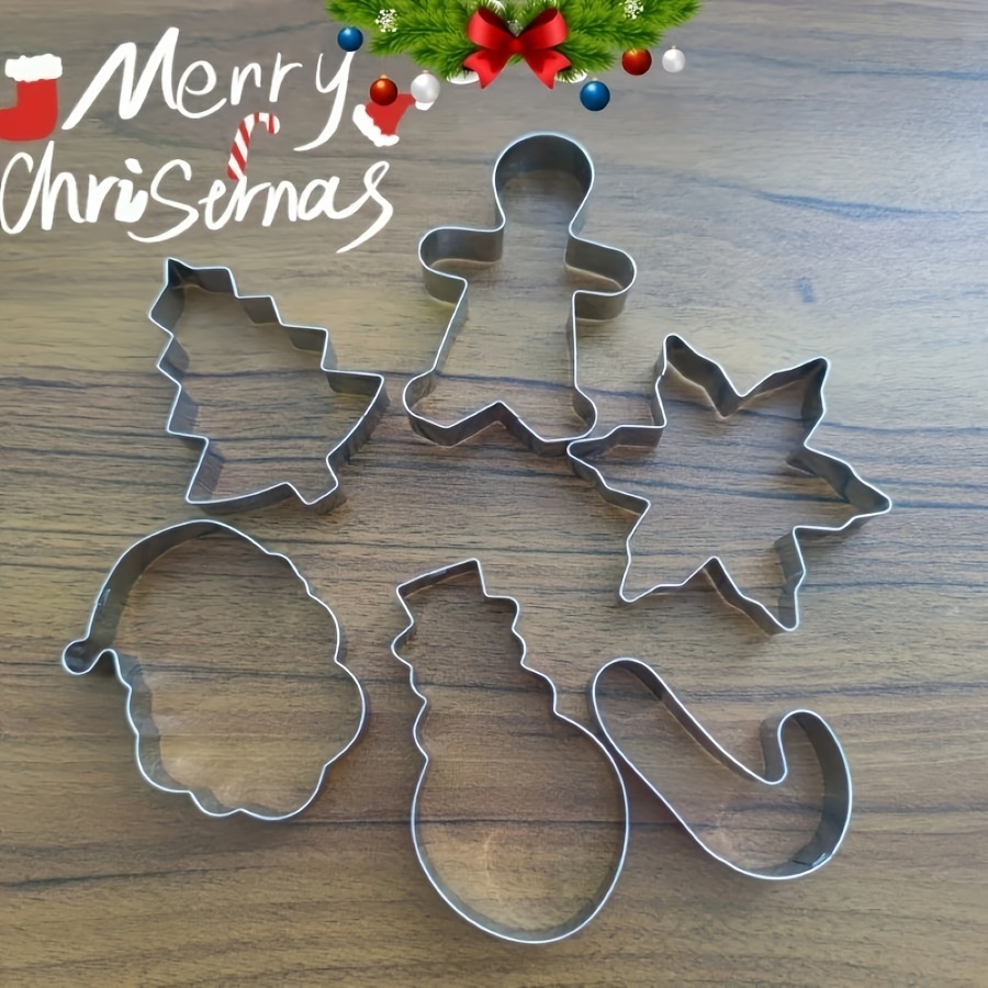 6pcs set stainless steel christmas cookie mold set suitable for making cakes biscuits etc diy baking tools kitchen props baking tools cake decorating   decorative molds themed baking tools   baking tools durable molds baking set kitchen gadgets holiday cooking bakers and pastry chefs best for christmas   thanksgiving christmas cookie cutter stainless steel cookie cutter christmas tree cookie cutter Product details 2