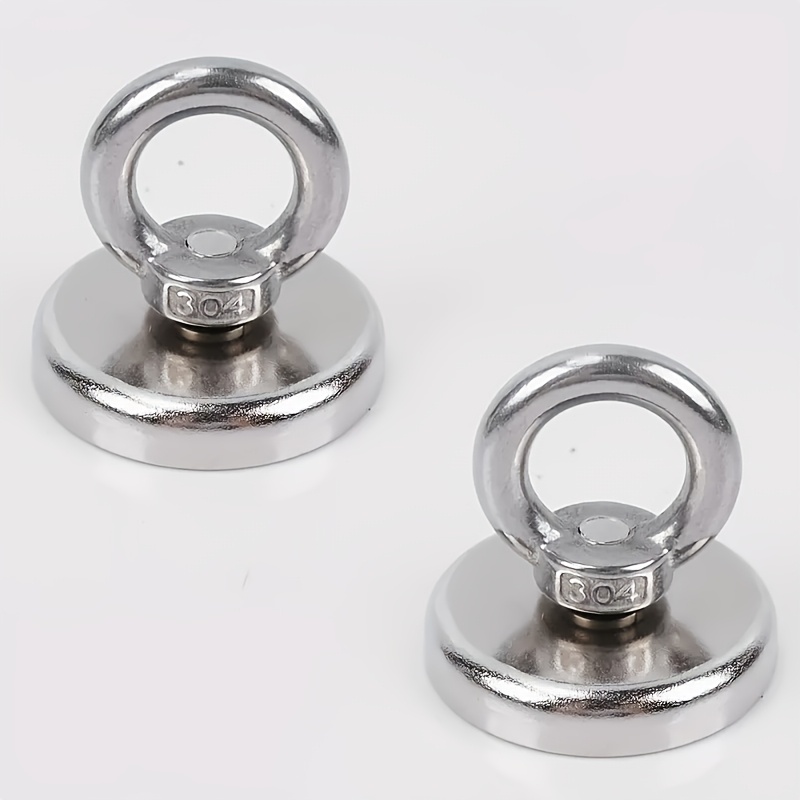 TEMU 2-pack Ring Recovery Magnets, Heavy-duty Hook Magnets For Deep Tools, Fishing Magnets With Eye Nuts, Salvage-42mm