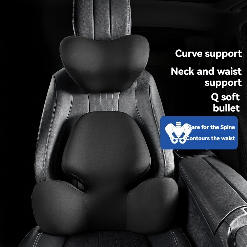 2pcs Car Memory Headrest Lumbar Set Widened Wing Lumbar Seat Lumbar Support Car Pillow Cushion, Strong Wrapping, Strong Support Wrap Waist, Neck. Long-distance Driving Discomfort