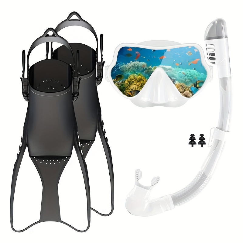 Mirror Lens Snorkel Set with Gopro Mount Diving Masks Snorkeling Set with  Anti-Fog Goggle Glasses Swimming Equipment Women Men Color: Black 2 (Mirror)