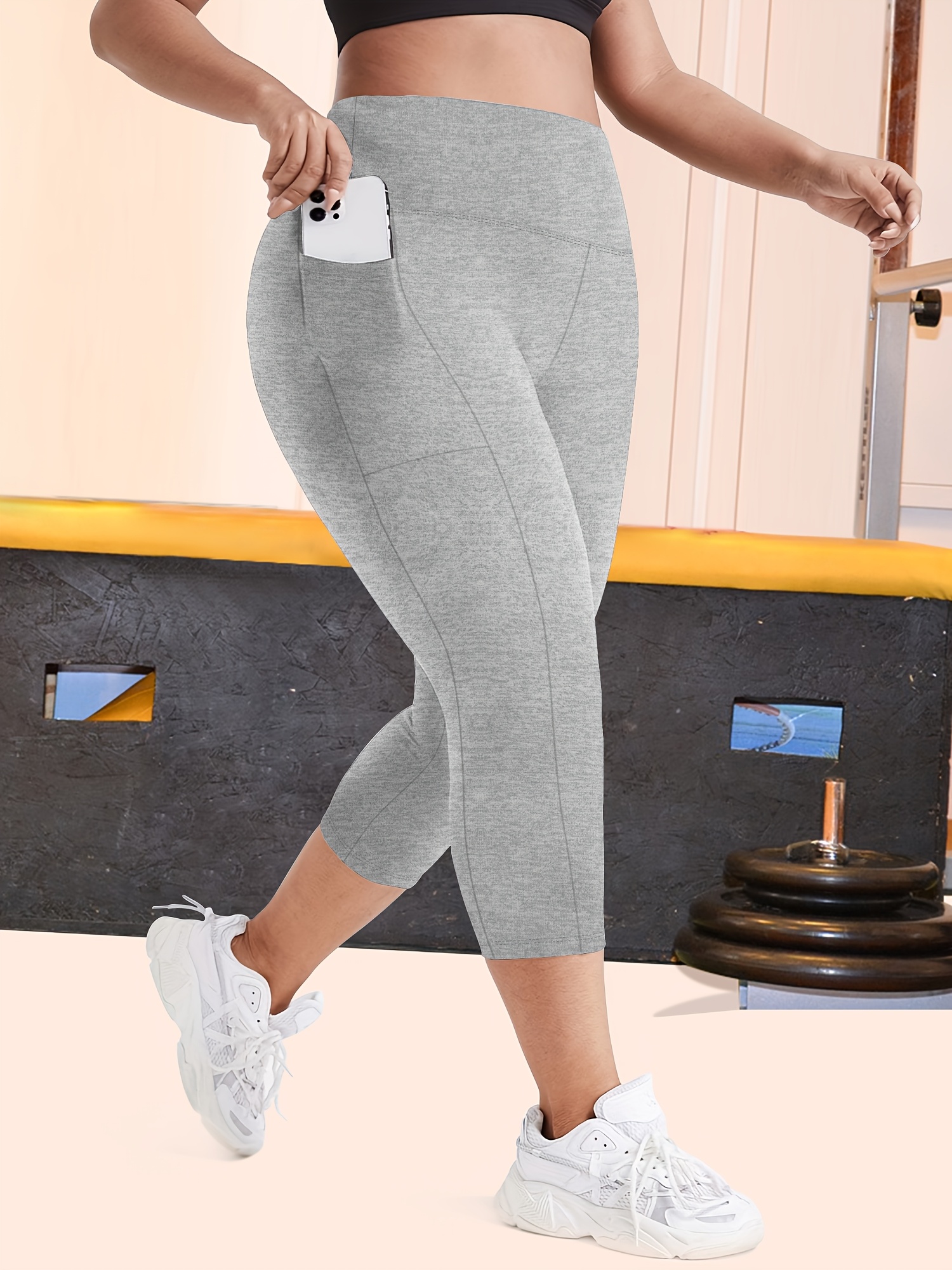 Plus Size High-Waisted Leopard Print Capri Pants with Side Pocket - Stretchy Casual Skinny Jeans for Spring/Summer/Fall, Casual Wear|Leopard Print Pants|Stretchy Fabric