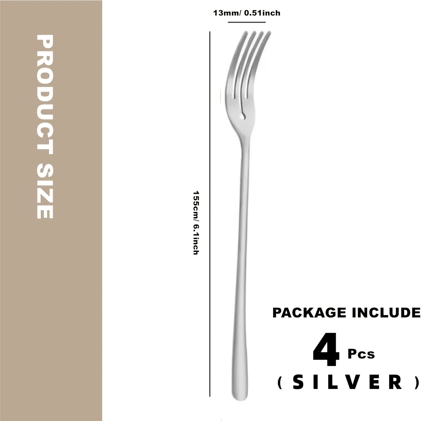 TEMU 4pcs Stainless Steel Long Handle Dinner Forks Set, Mirror Polished Heavy Duty Silvery Flatware Set, Multipurpose Salad Dessert Table Fork