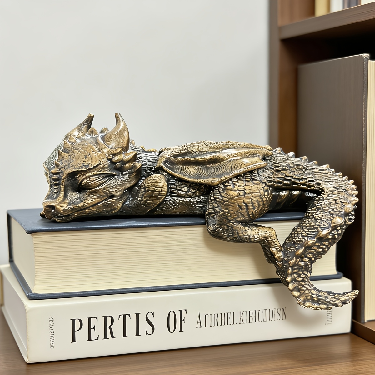   statue durable resin figurine suitable for bookshelf decor   ornament for home shelf decoration gift for book lovers dragon themed present for resin dragon sculpture