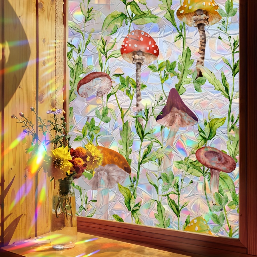 

Vintage-inspired Mushroom Glass Window Film - Translucent, Pvc For Office, Kitchen & Bathroom Decor