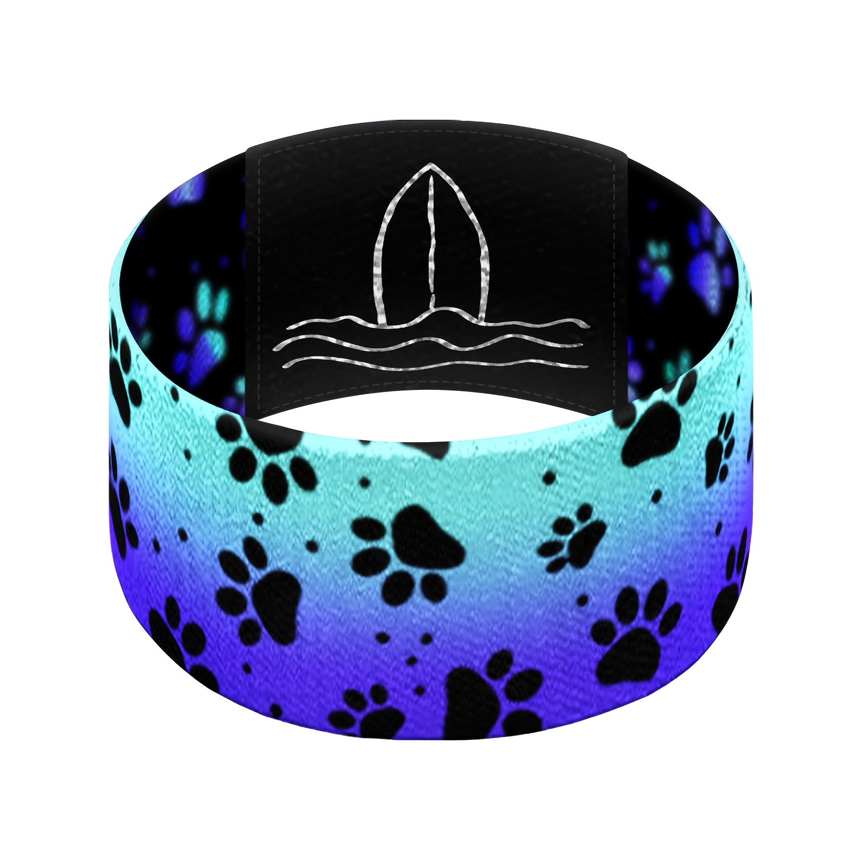 Blue Black Dog Paw Print Stretch Ring