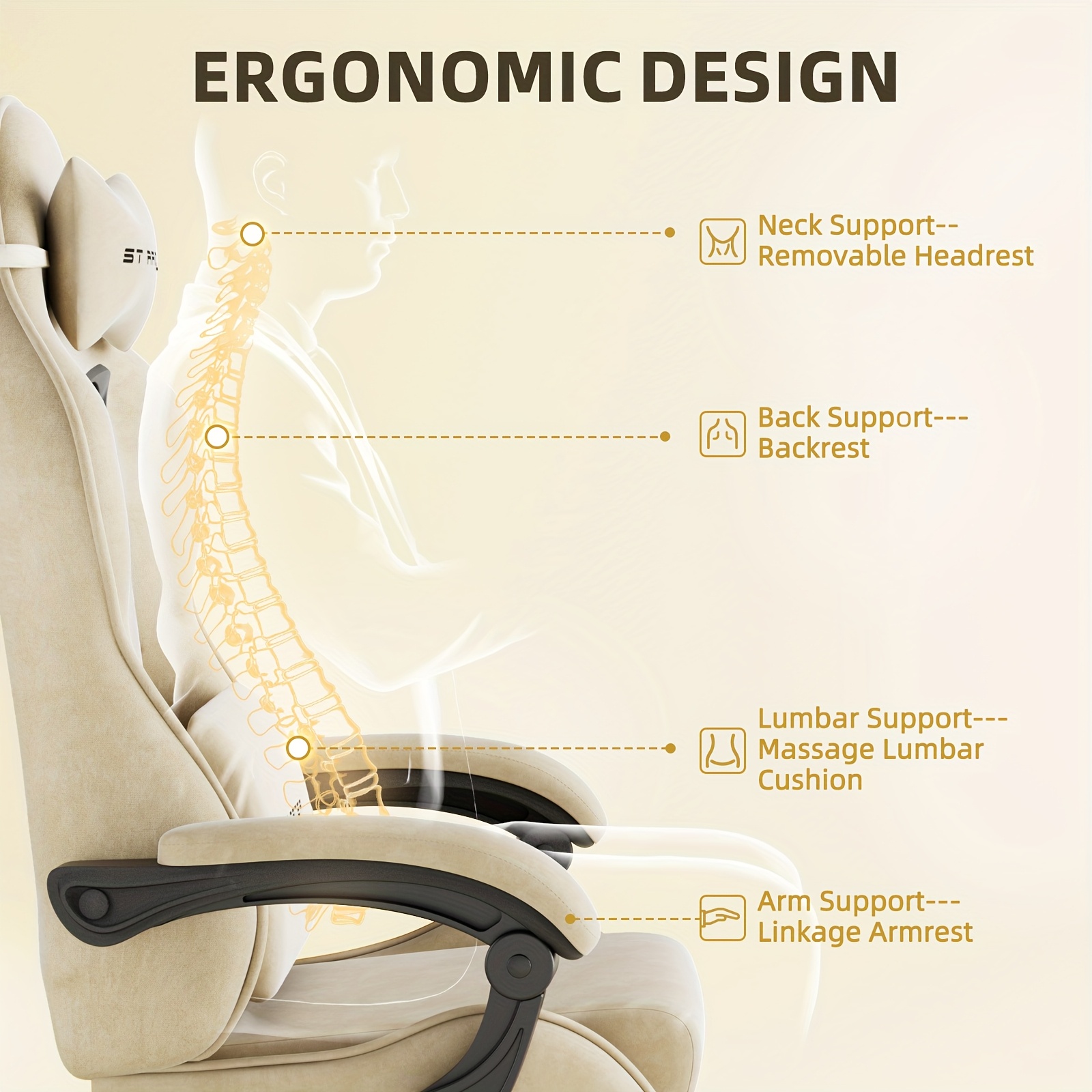Velvet Fabric Ergonomic Gaming Chair with Footrest And Massage, Reclining Computer Gamer Chair for Adult And Teens, Racing Style PC Home Office Video Game Chair