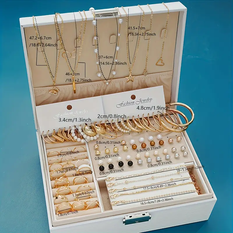 86pcs fashionable elegant necklace earrings rings and studs jewelry set for women s versatile casual attire or holiday gift included Product details 4