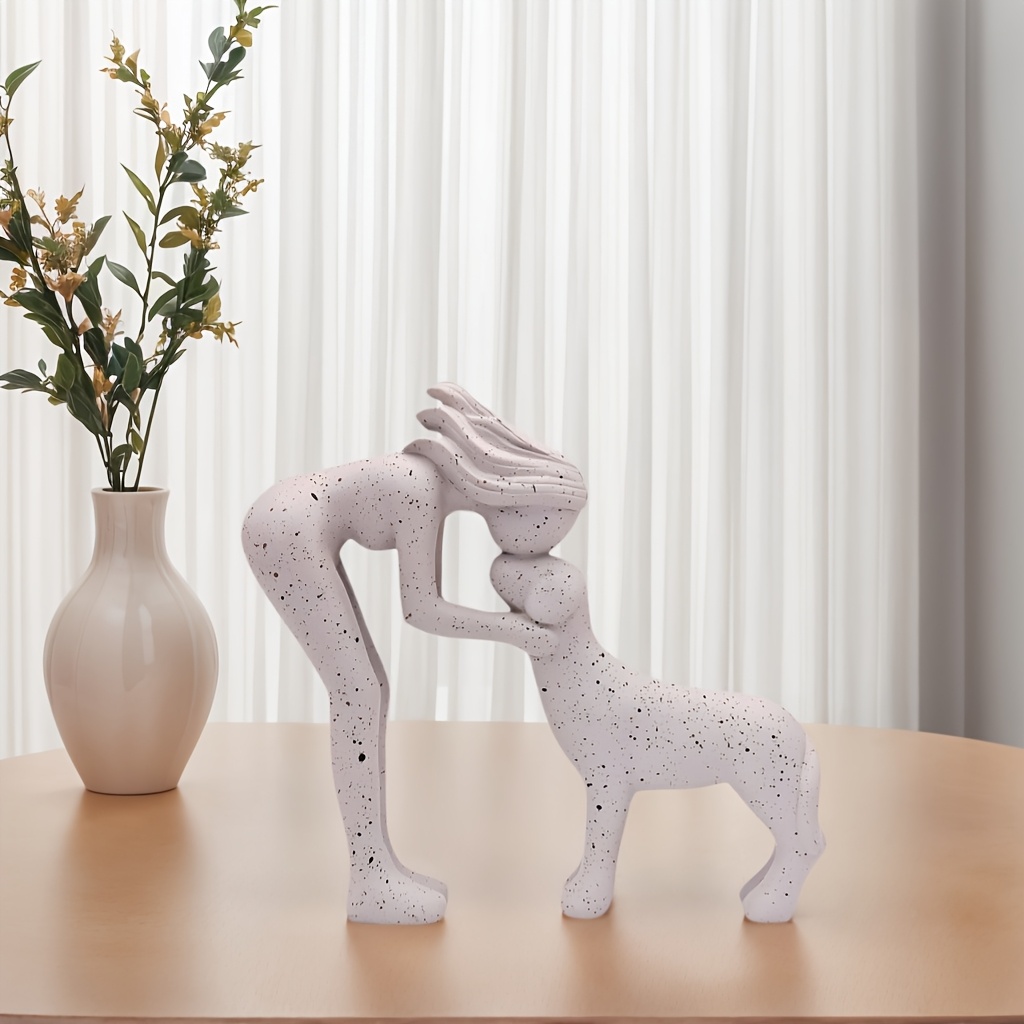 Image of 1 Dog Sculpture Decoration, Cute Girl And Dog Statue Home Decor, Office, Living Room, Bedroom, Shelf, Bathroom, Ideal Gift For Pet Lovers, Christmas, Halloween, Thanksgiving Present
