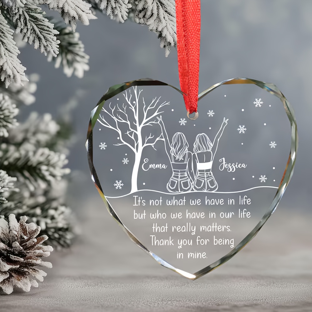 TEMU Décoration Murale Suspendue 2D Plate Personnalisée 1 pièce, Bijou d' Personnalisé en Verre de Cœur, Souvenir d' Éternelle de Cœur, Cadeau