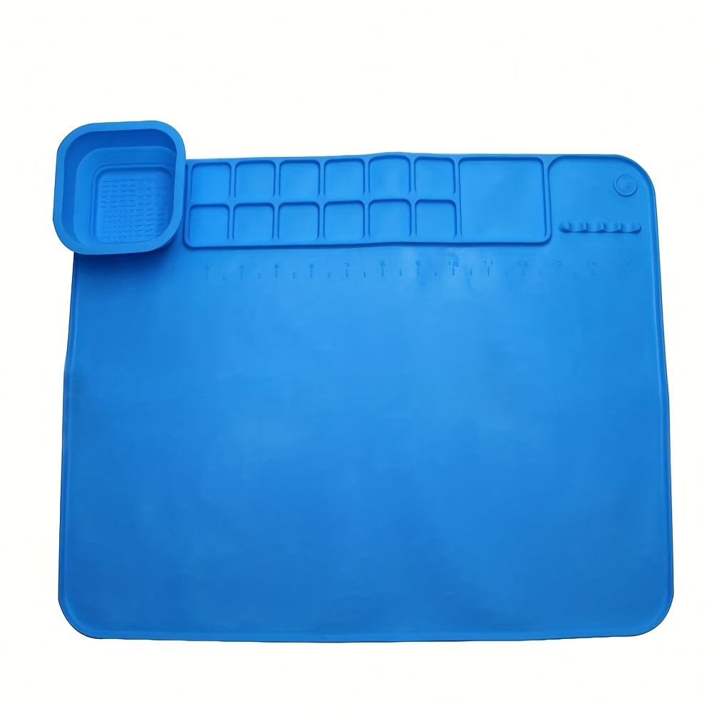 TEMU Tapis de dessin multi- en silicone 42.5X35Cm - Une lavable avec un porte-pinceaux, un coussin antidérapant pour la peinture à l'huile et à ,