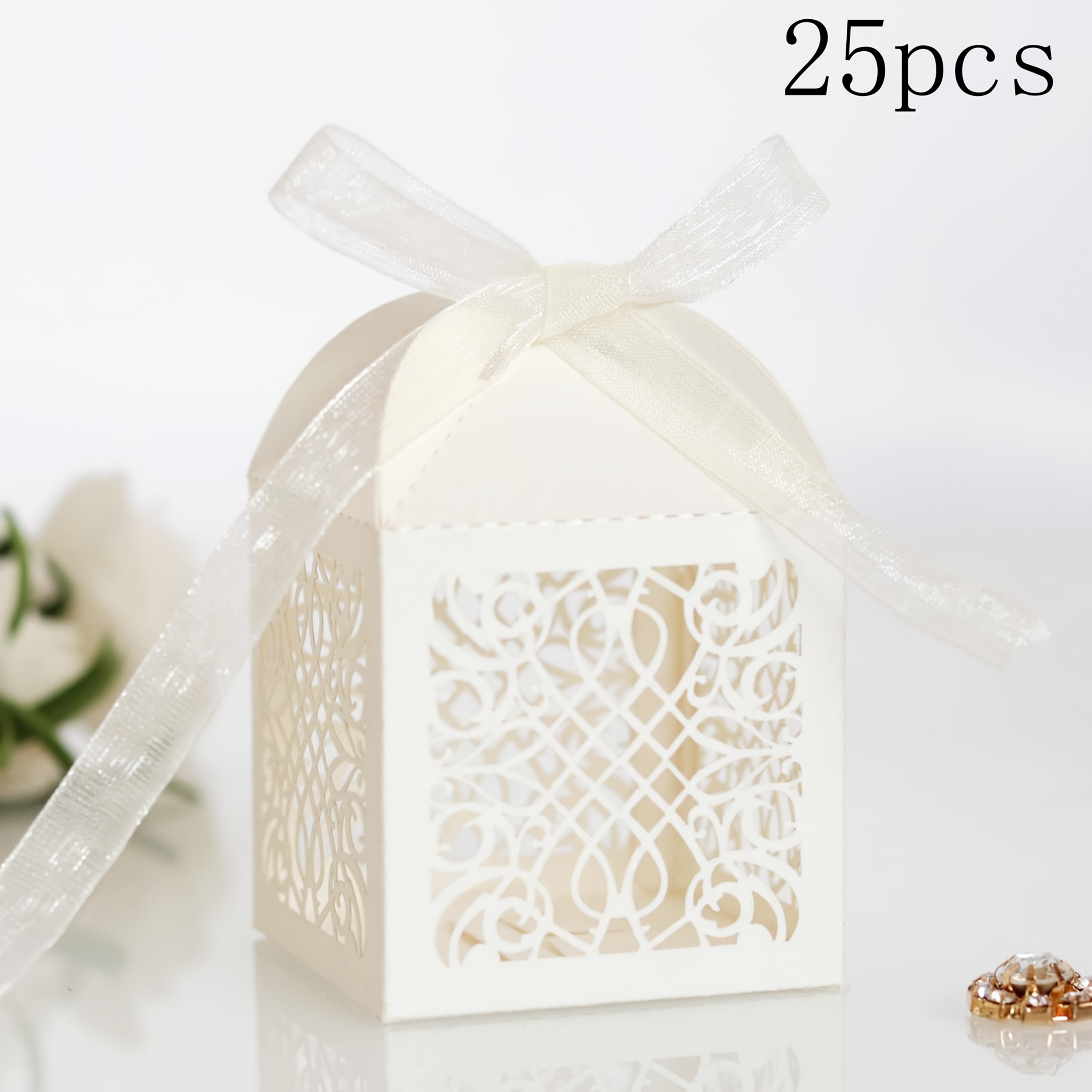E-shop Geschenk für Sie/Ihn 25 Stück Blumenbonbonboxen Geschenkboxen Lasergeschnittene Hochzeitsbonbonboxen für Hochzeitsgeschenke Geburtstagsfeiern