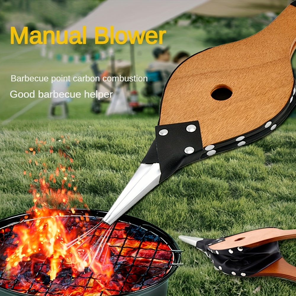 1pc, Manual Wooden Blower, Handmade Wooden Fireplace *s, Hand Pump With  Comfortable Long Handle Metal Nozzle For Fireplace Barbecue Grill Outdoor 
