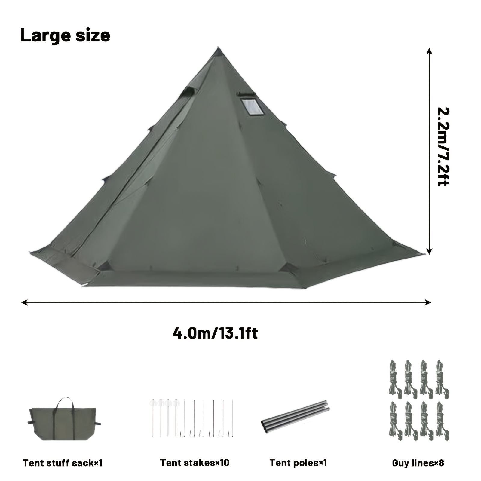 Image of Pakicetus 1-2 Adults 4 Season Backpacking Tent | With Chimney Mouth And Snow Skirt, And Wind-proof, Ideal For Bushcraft Cooking And Heating, Khaki Color, Polyester And Fiber Material