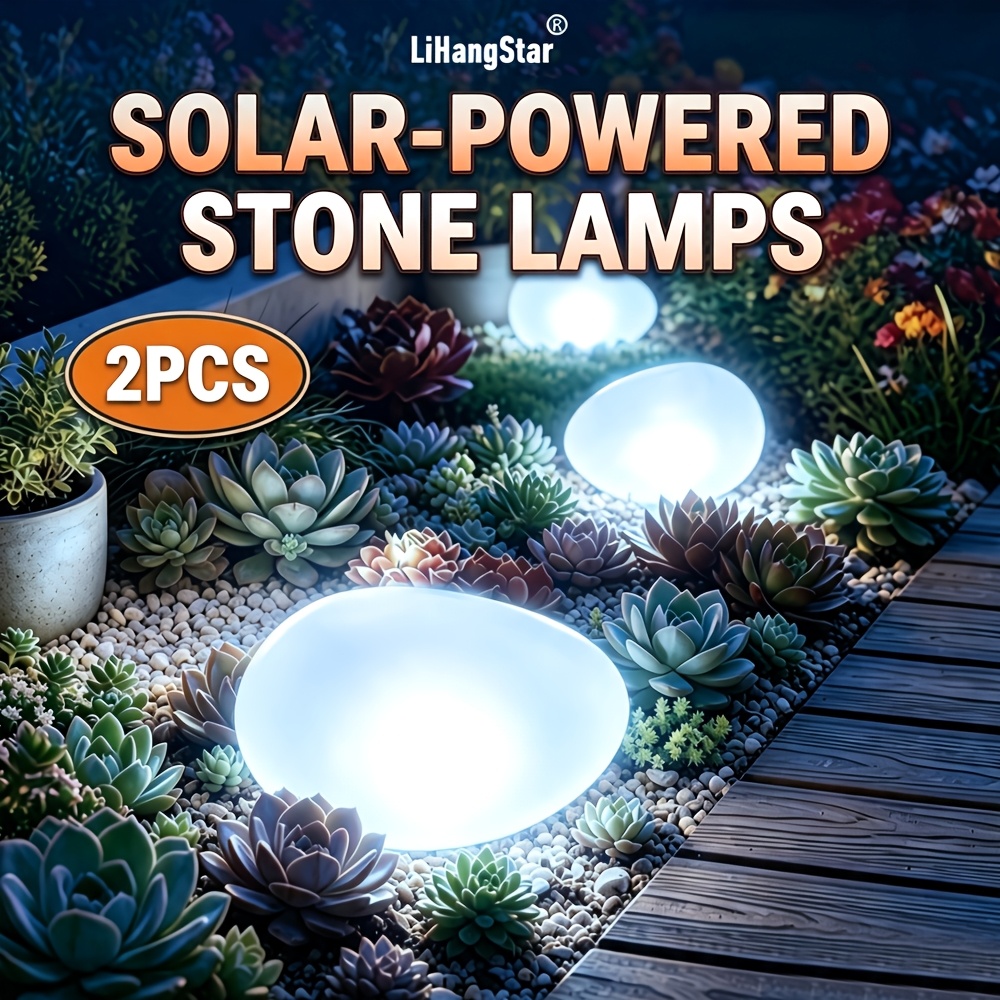 Image of 2pcs Automatic Outdoor Led Pebble Lights With Glass Shell Suitable For Garden, Pathway, Lawn,, Driveway - Path Lights With Plug-and-play Installation, For Weddings, Festivals, Landscaping