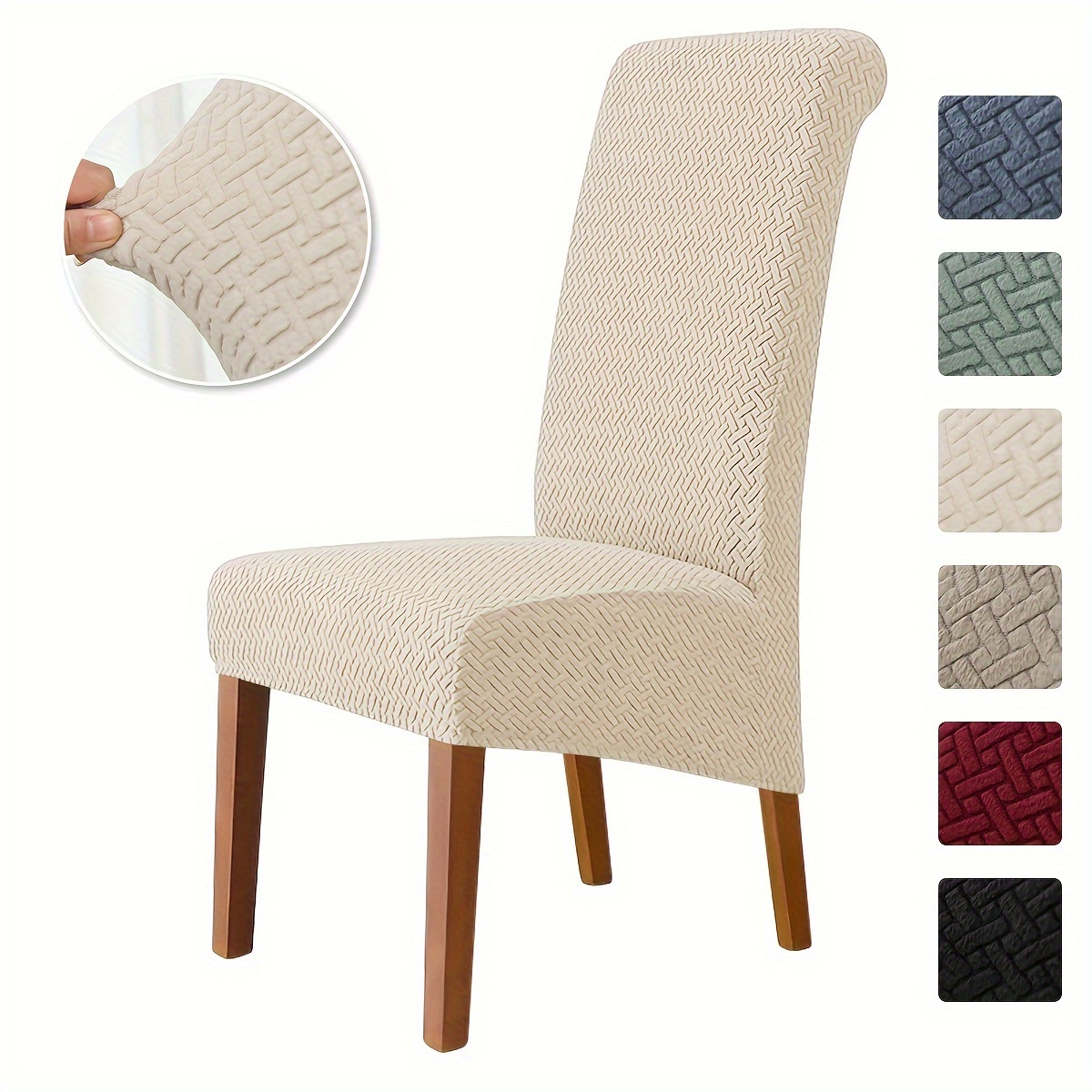 Image of 1pc Of Four-season Stretchy Dining Chair Cover, Modern Washable Polyester Dust Cover With Striped Pattern, Suitable For Restaurants And Hotels (230gsm)