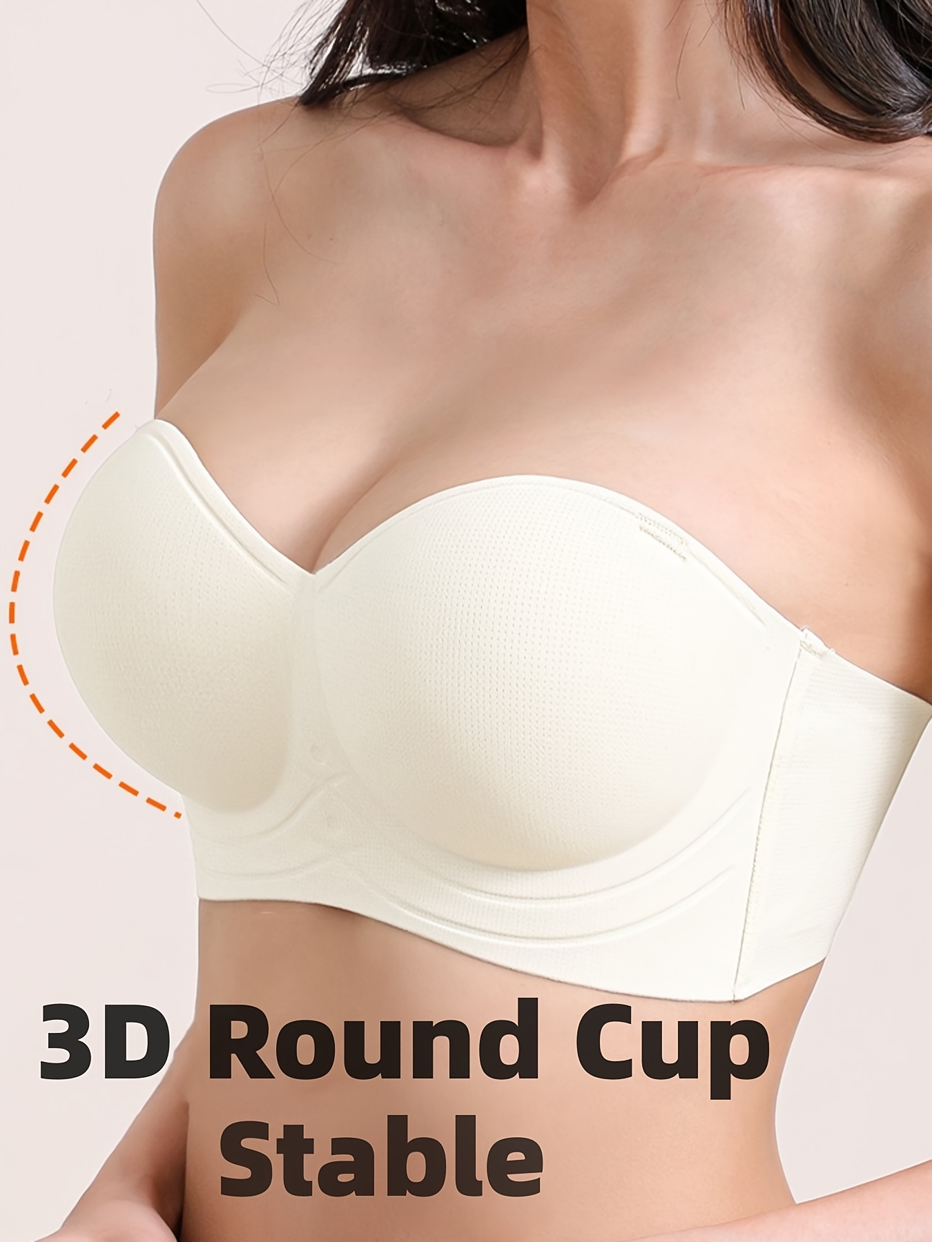 Solid Strapless Bandeau Bra Comfy Push Everyday Bra Women's - Temu