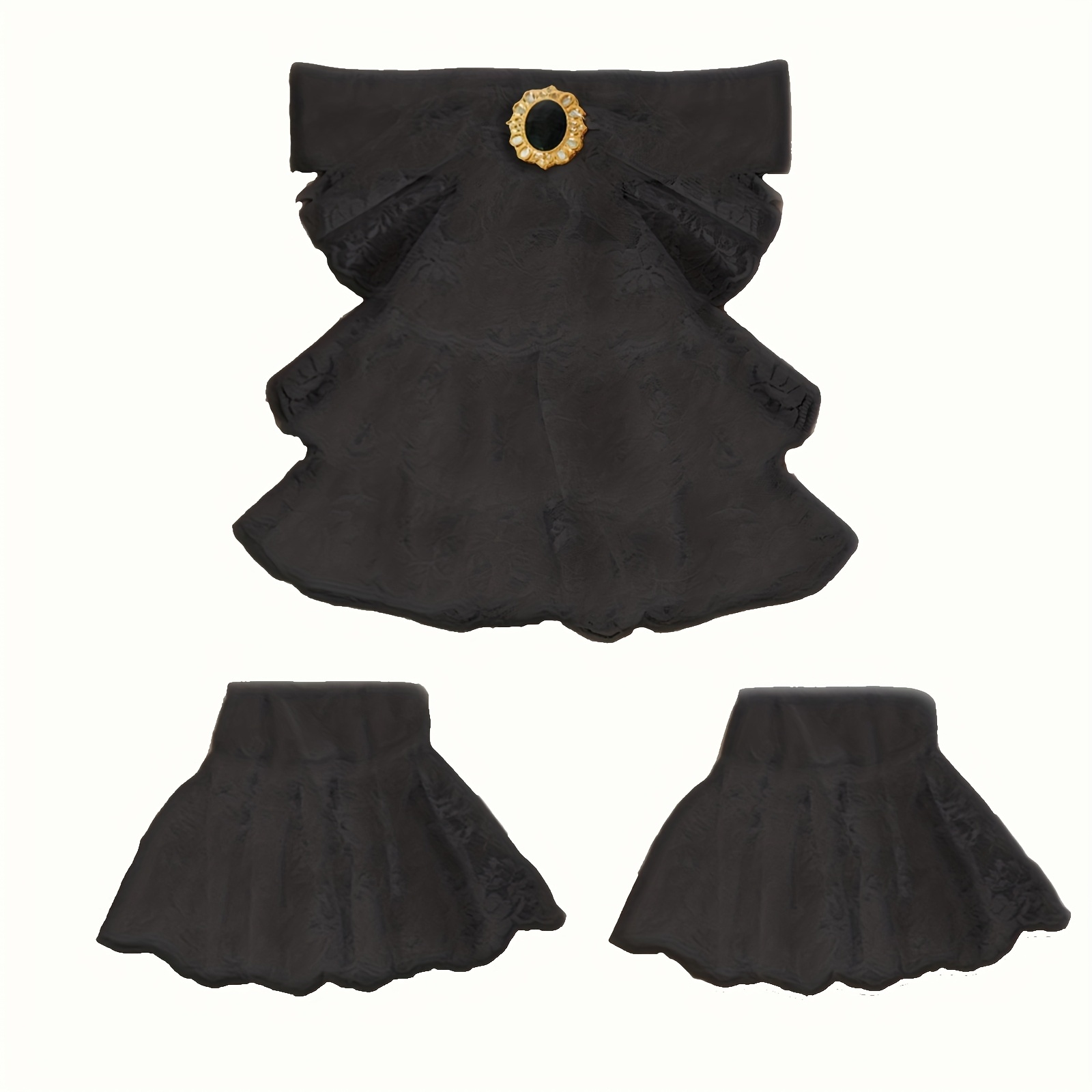 TEMU 3pcs, Cuffs Set Lace Collar Unisex Lace Collar And Cuffs Costume Accessory, Victorian Ruffle Collar Colonial Costume Accessory Set, Halloween