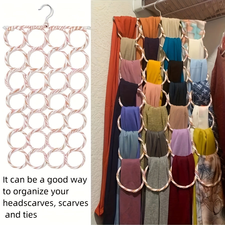 

Space-saving 28/12-hole Scarf Organizer - Metal Hanger For Silk & Headscarves, Home, Bedroom, Office Storage