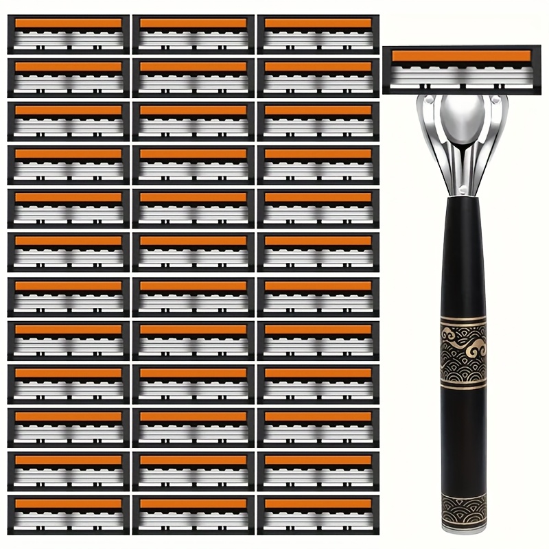 Men's 3-layer Manual Razor Set - Stainless Steel Handheld Shaver With Multiple Replacement Blades Beard Trimming, Ideal For Home, Business, And Travel Use, Beard Grooming Kit