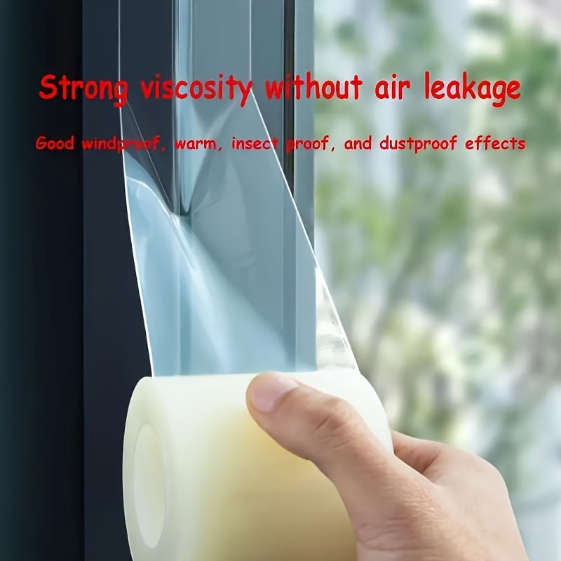 

Waterproof Plastic Strip Tape Caulk - 1 Roll, 5cm Width, Strong Window Insulation Film - Windproof, , Insect & Dustproof For Winter Weather Protection