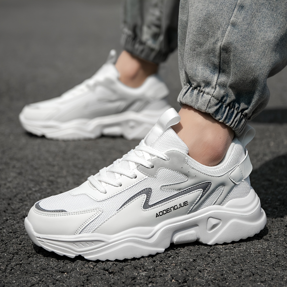 Men's Lightweight Casual Letter Print Trend Design Front Strap Sneakers - Low-Top EVA Sole, PU & Fabric Upper, Breathable & Durable for Running, Hiking, Outdoor & Daily Wear