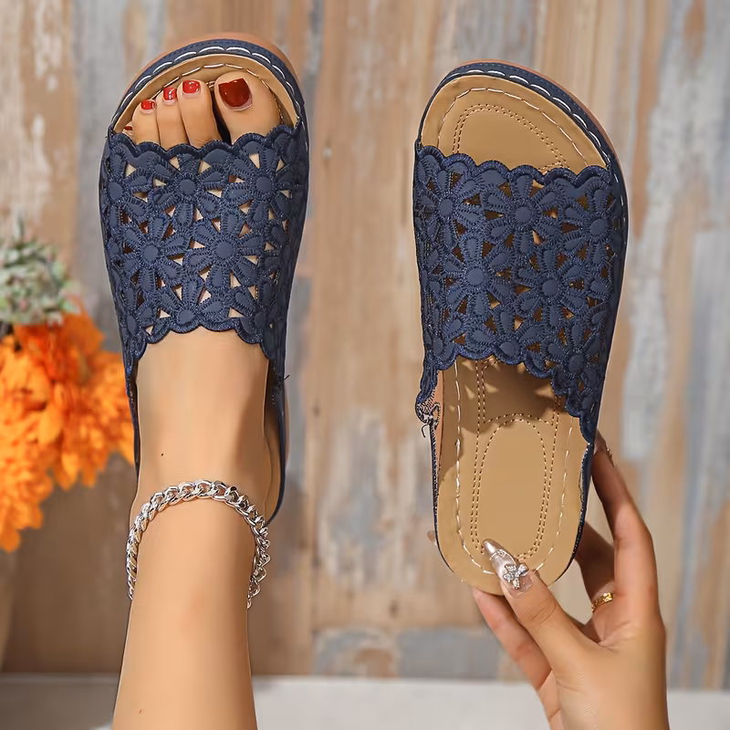 chaussures femme été confortables douces aérées à talon bas avec découpes, mules femme Détails du produit 1