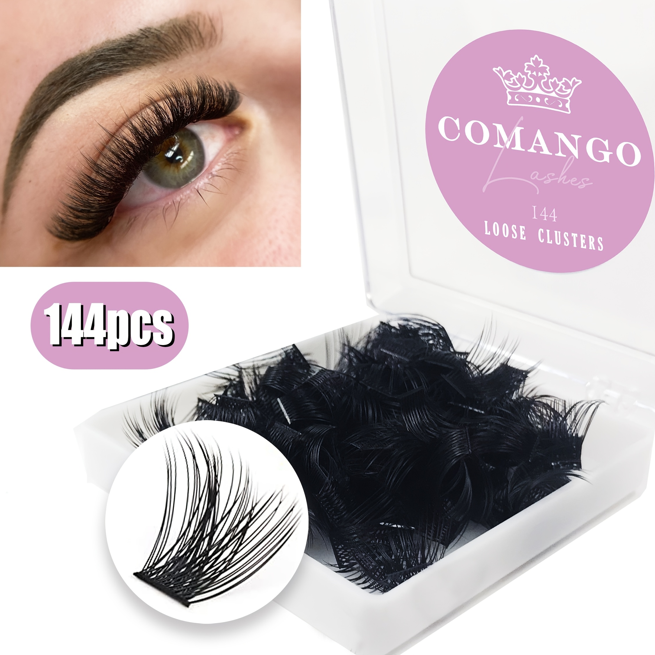 Comango Fluffy Eyelashes 144pcs C/d Individual Lashes Loose Cluster 10-16mm