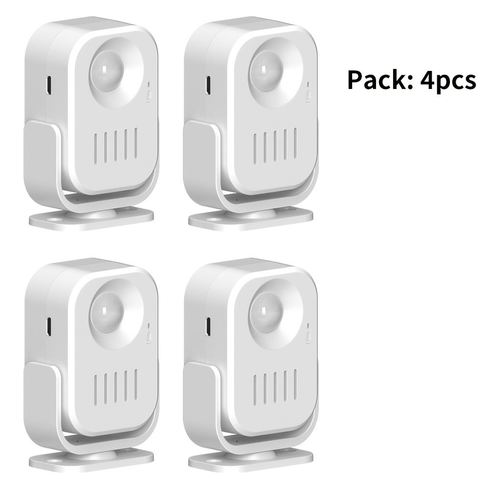 infrared welcome   4 pack   ir motion detector doorbell with 12 music options and voice recording entry alarm for home and store